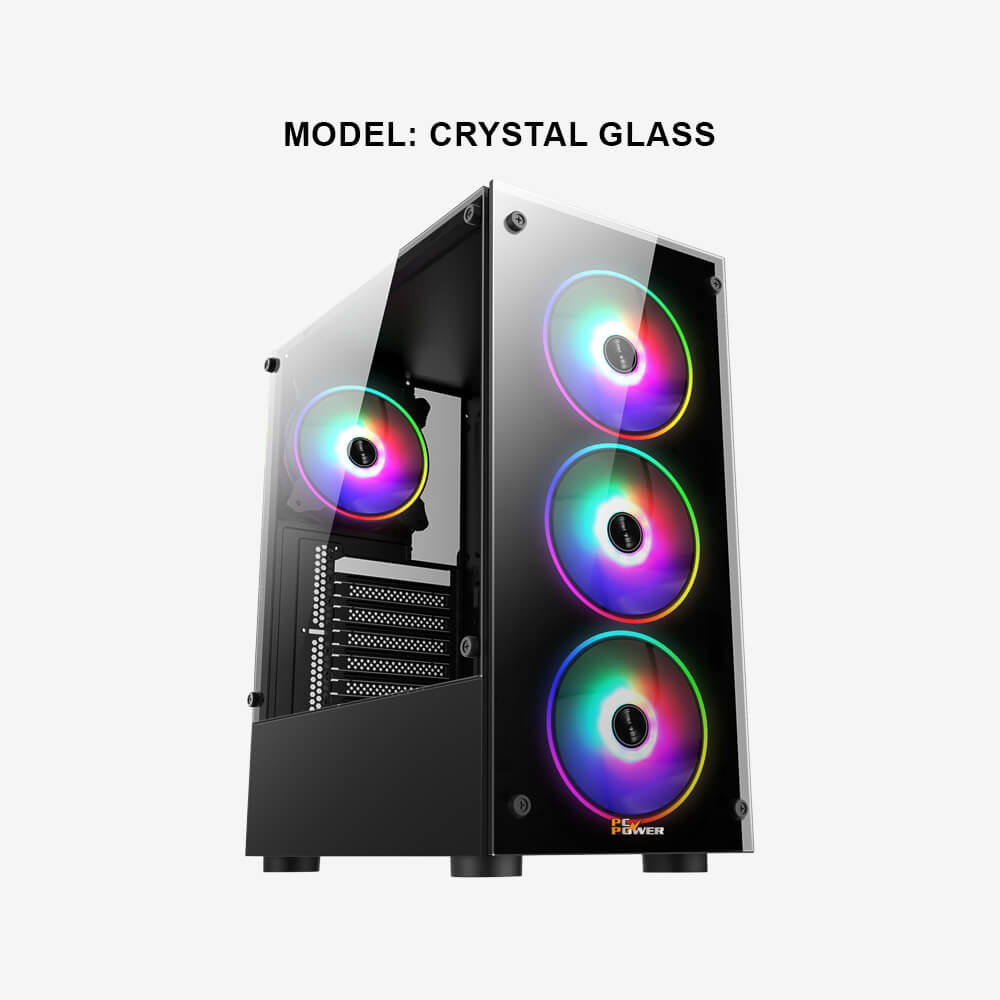 PC Power Crystal Glass Desktop Gaming Casing