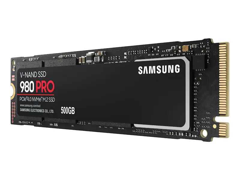 Samsung 980 PRO PCIe 4.0 NVMe® SSD MZ-V8P500BW_003_R-Perspective_Black