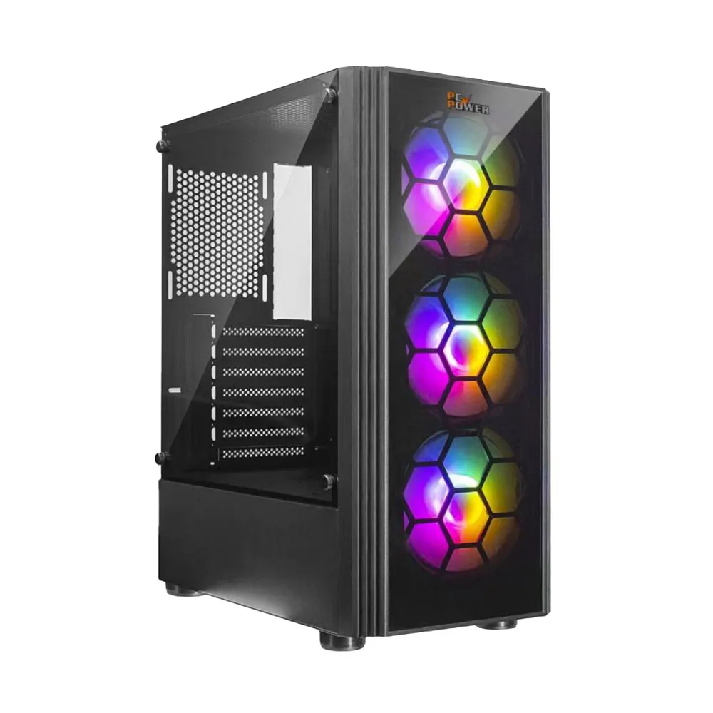 PC-POWER-SPIDER-WEB-CRYSTAL-Black-ATX-Gaming-Casing-#Pg400