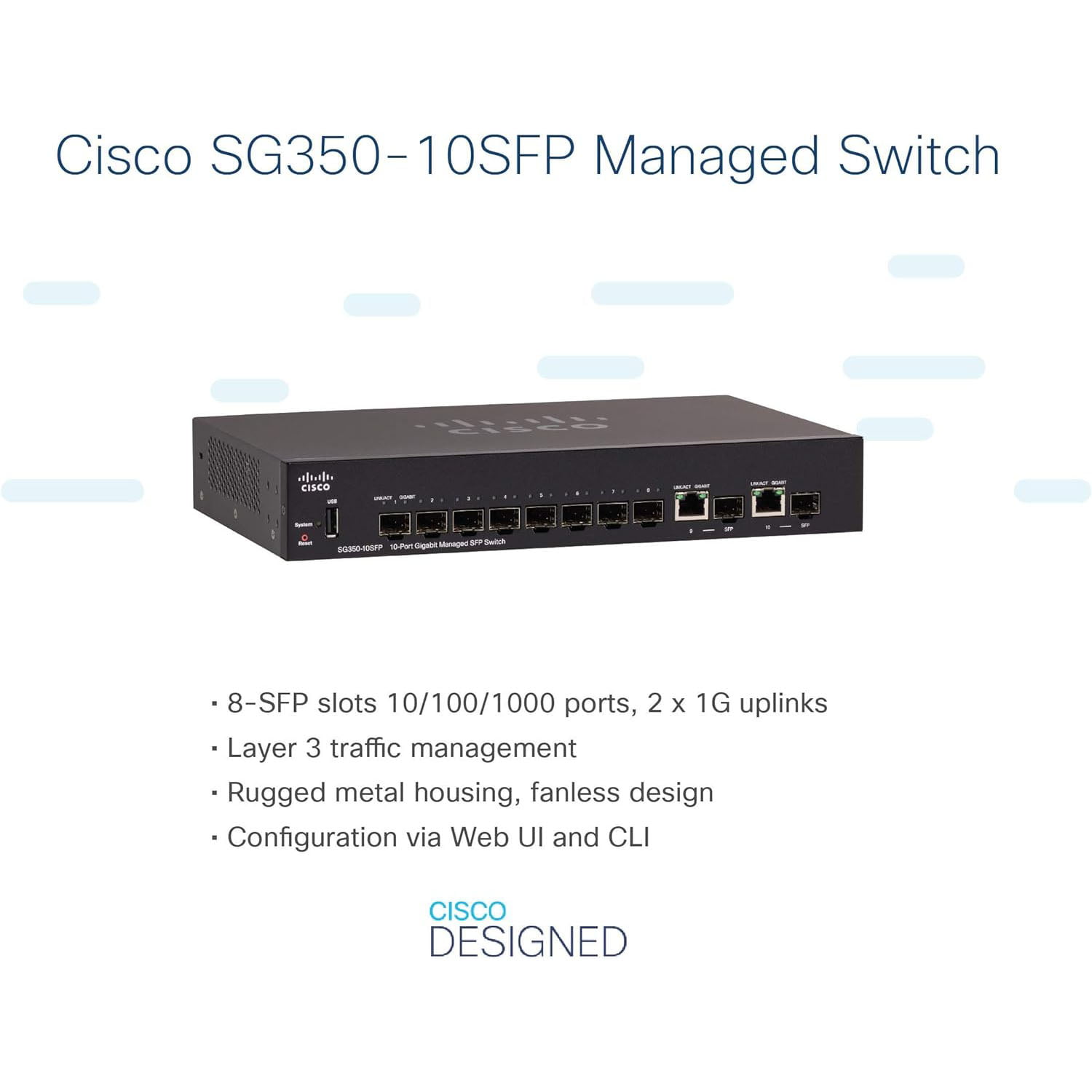 Cisco SG350-10SFP-K9-EU 10-Port Gigabit Managed SFP Switch 03