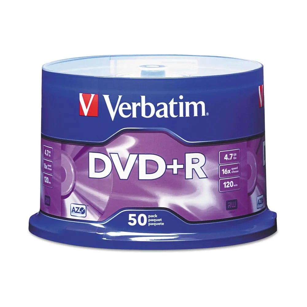 Verbatim 95037 AZO DVD+R 4.7GB 16X with Branded Surface – 50pk Spindle 01