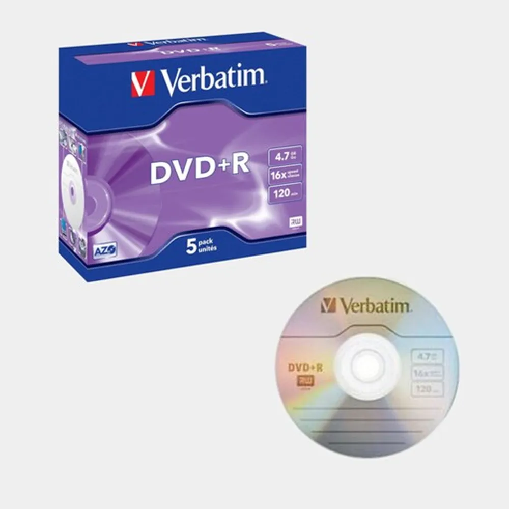 Verbatim 95049 Dvd+R 4.7Gb 16X Jewel Case Silver Pack 5 03