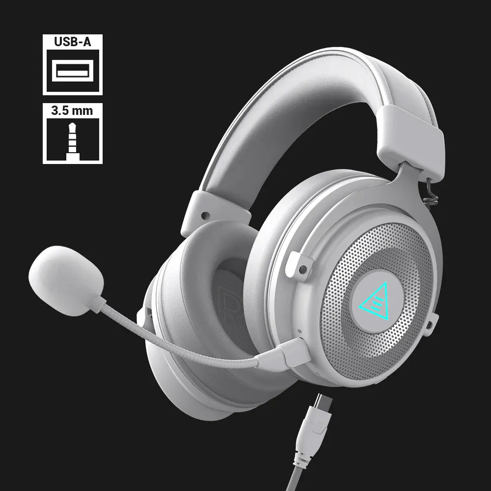 EKSA E900 Pro 7.1 Virtual Surround Sound White Gaming Headset 01