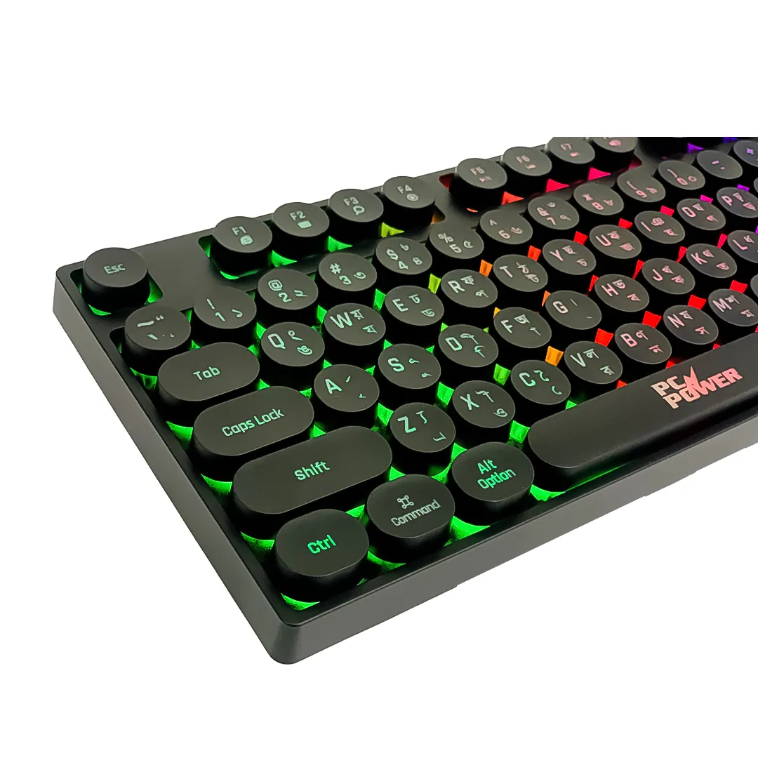 PC POWER K87 Black Retro Punk Suspension Keyboard 01