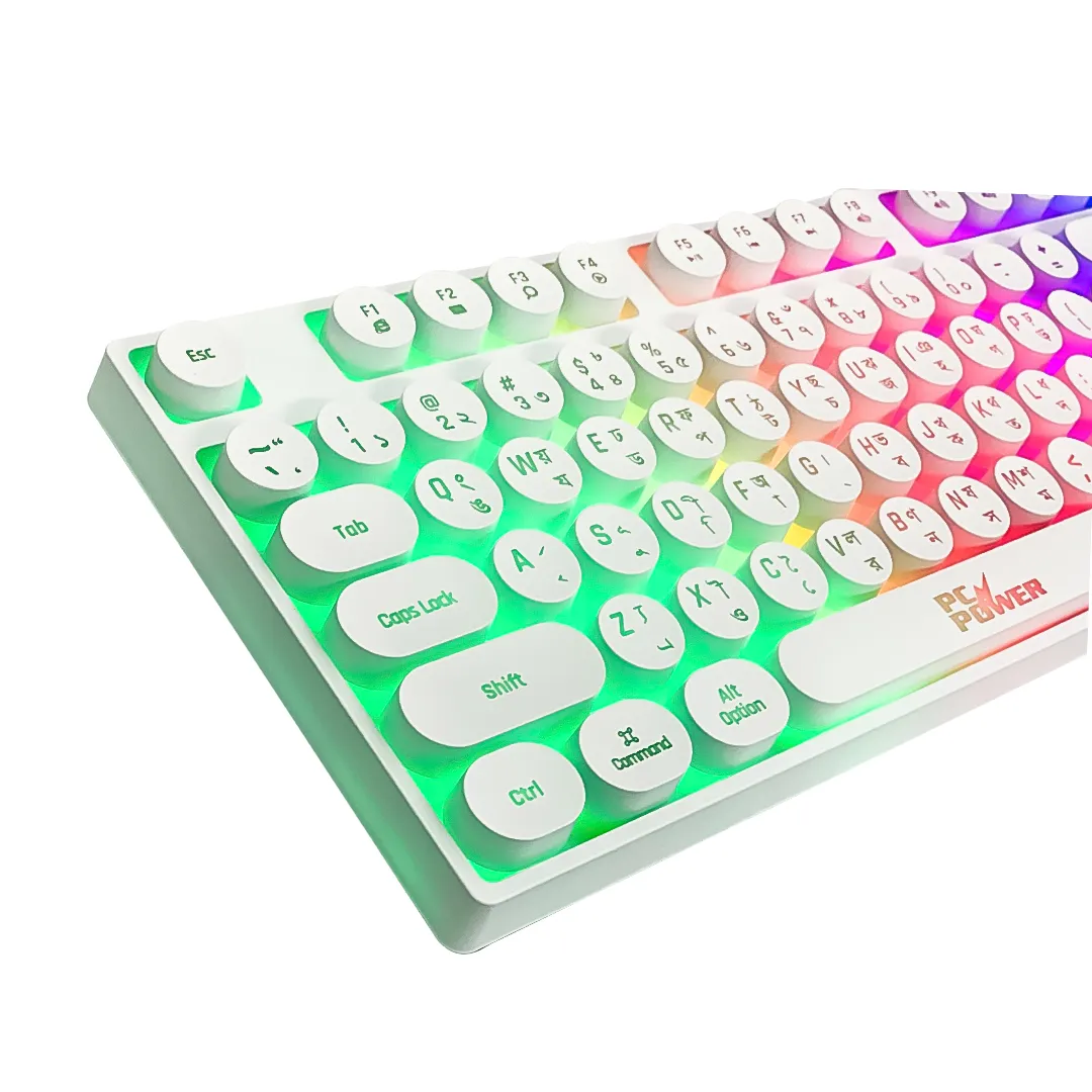 PC POWER K87 White Retro Punk Suspension Keyboard 01