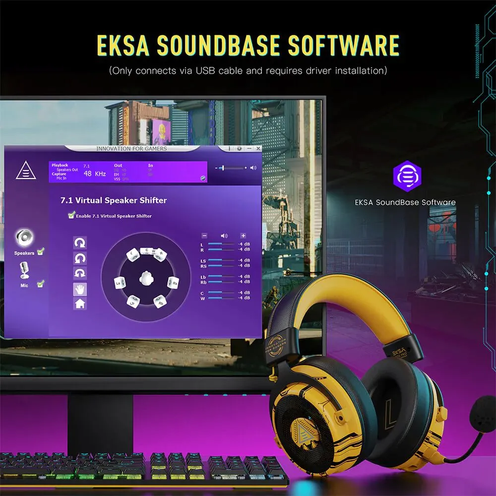 EKSA E900 Pro Yellow 7.1 Virtual Surround Sound Gaming Headset 03