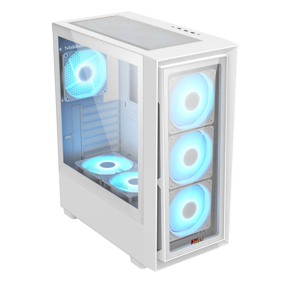 PC Power PP-GS2404V3 WH Crystal Glass V3 ATX Desktop Gaming Casing 02