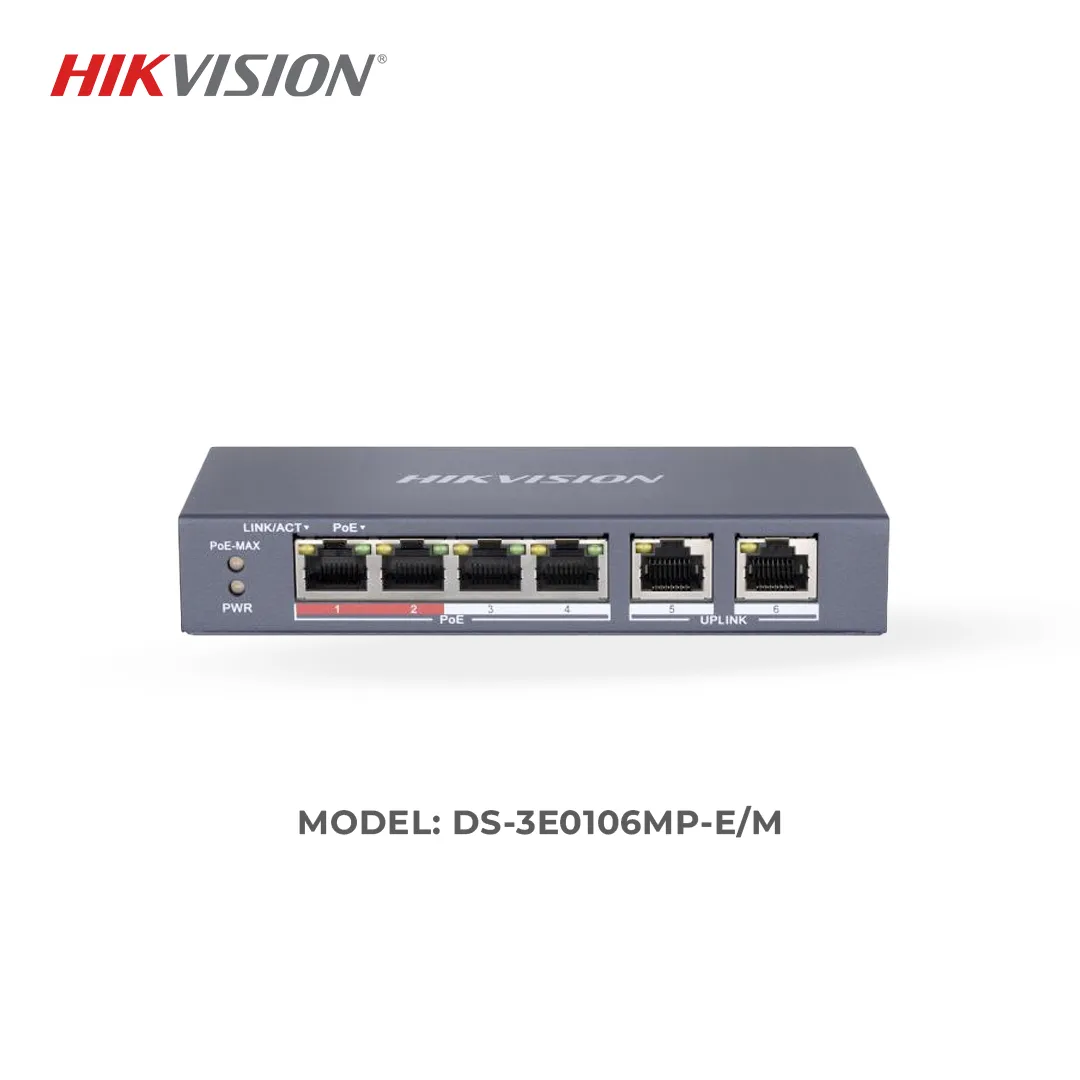 Hikvision DS-3E0106MP-EM 4 Port Fast Ethernet Unmanaged PoE Switch