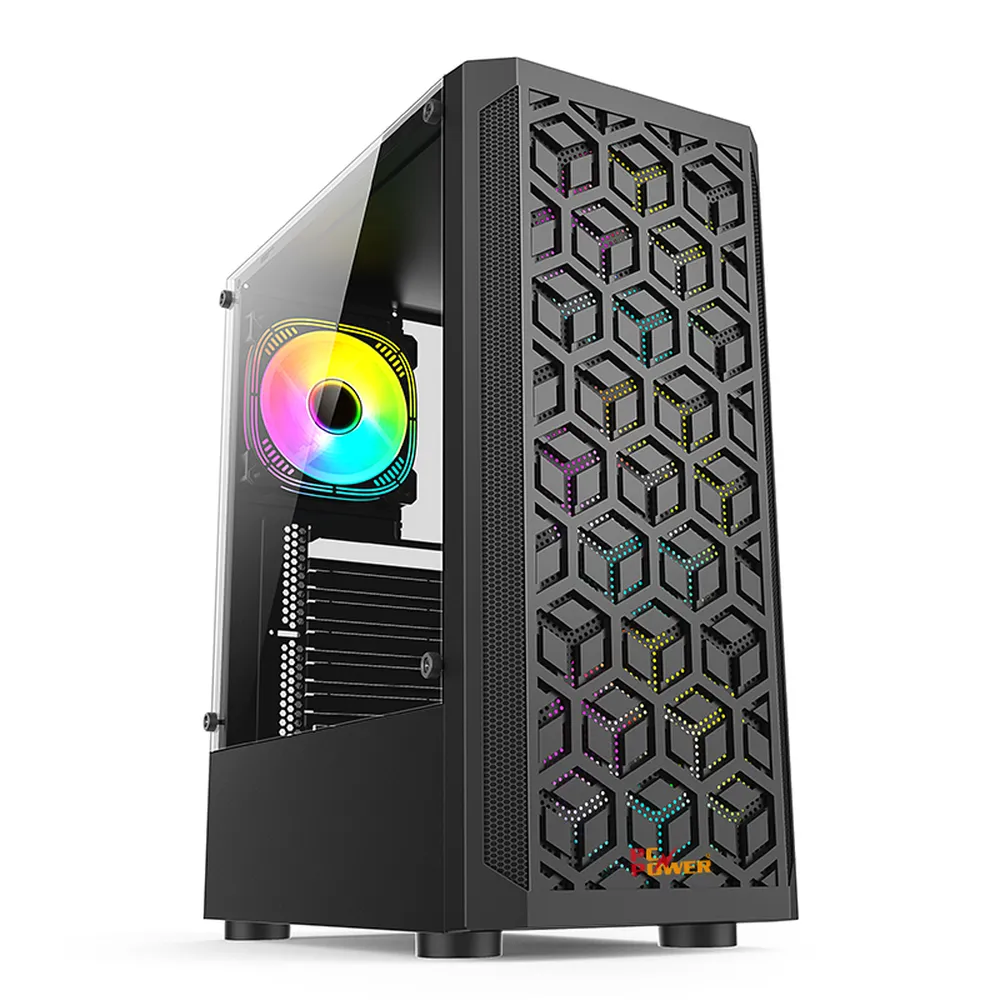 PC Power Hex Mesh BK M-ATX Gaming Casing 01