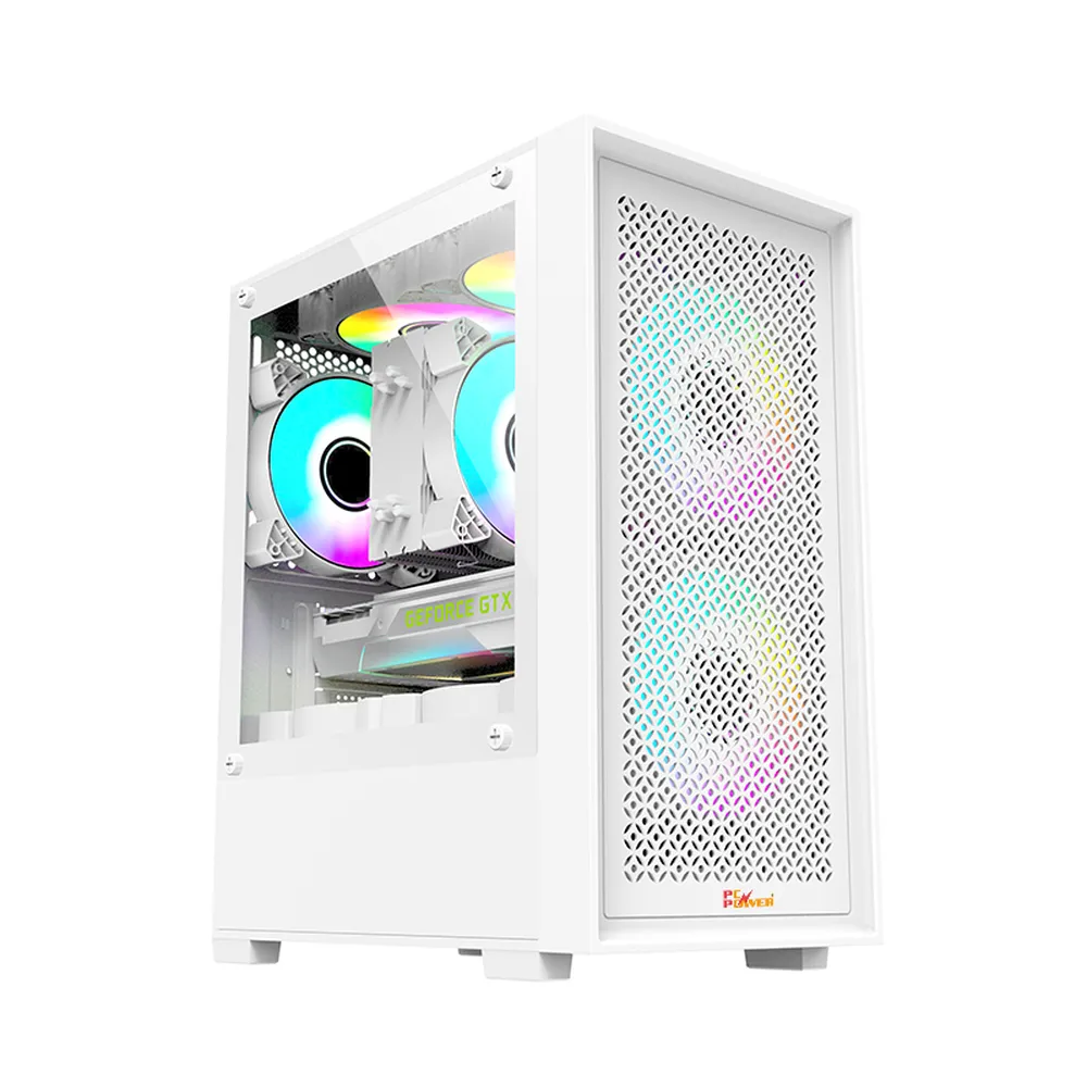 PC Power White Flow Mesh X2 M-ATX Gaming Casing 01