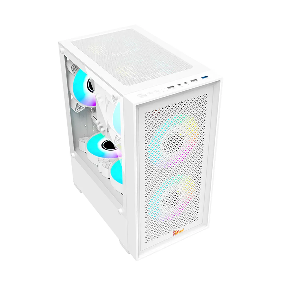 PC Power White Flow Mesh X2 M-ATX Gaming Casing 02